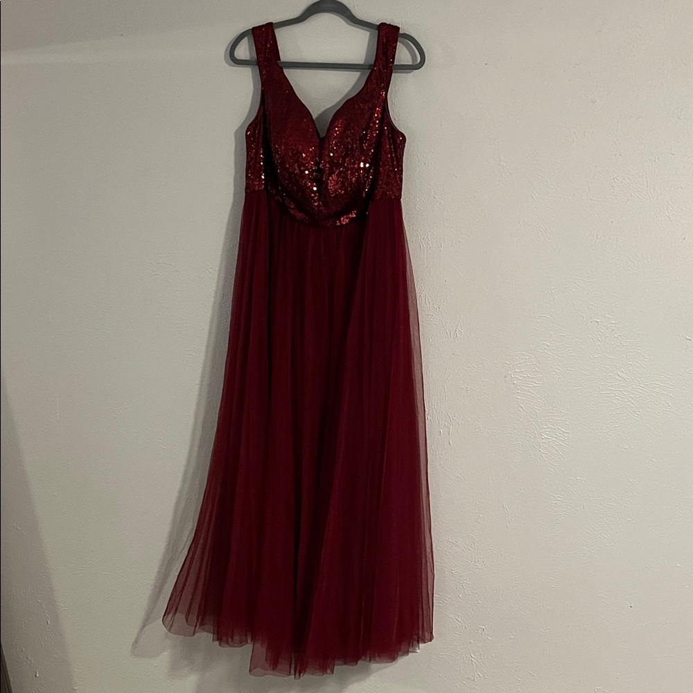 Ever Pretty Burgundy Sequin Tulle Prom Dress